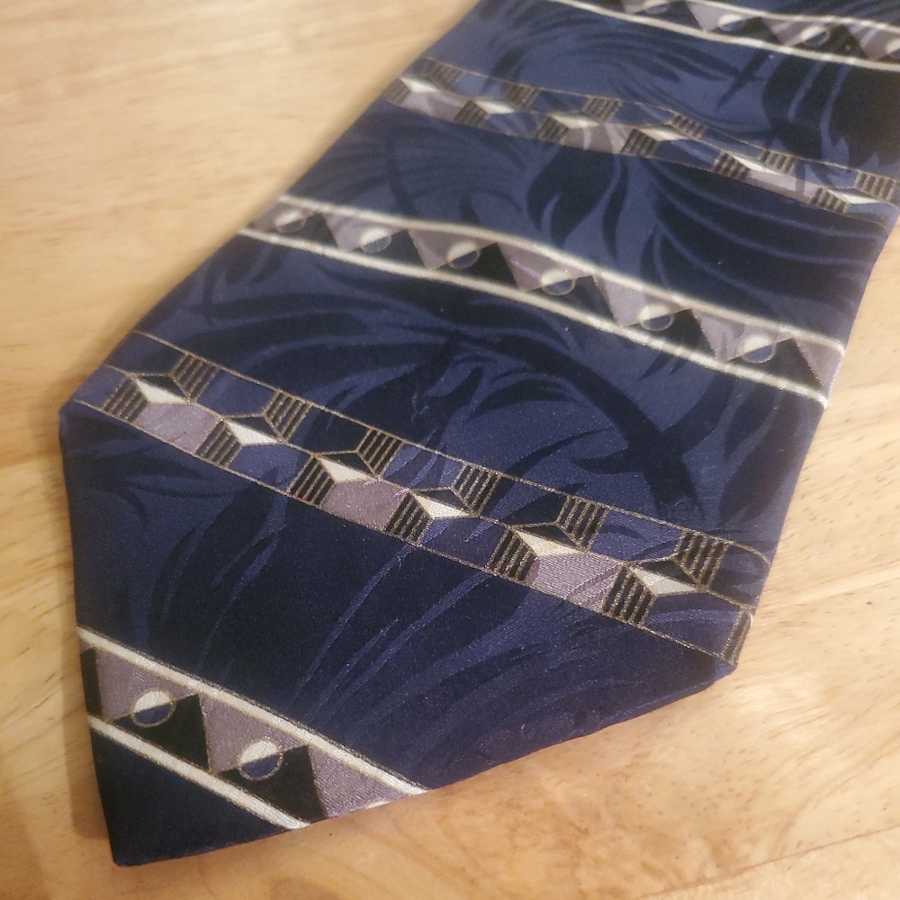 Blue And Beige Domani Necktie  Standard Legnth
